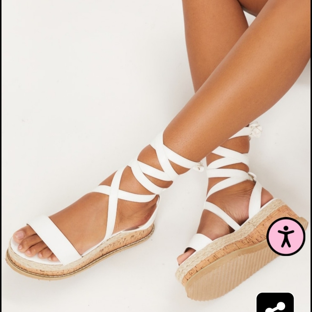 White Espadrille Flatform Sandals